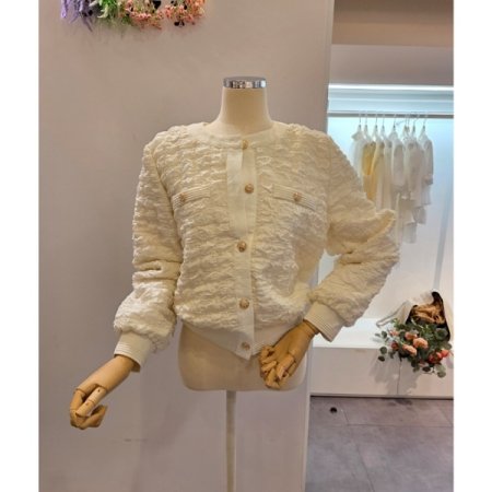 라운드넥 금장 자켓