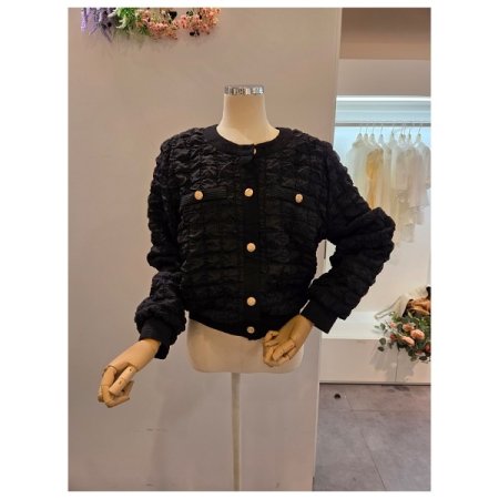 라운드넥 금장 자켓