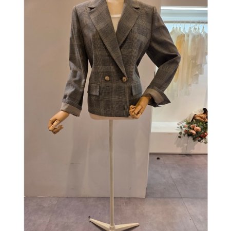 체크 더블 자켓