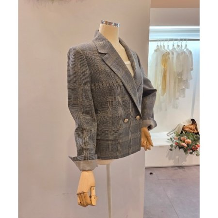 체크 더블 자켓