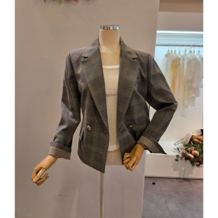 체크 더블 자켓