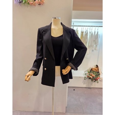 더블 솔리드 카라 자켓