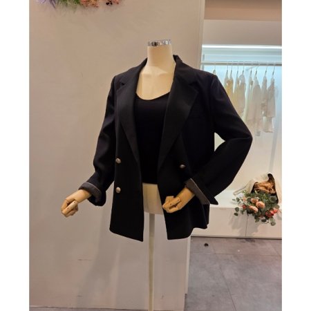 더블 솔리드 카라 자켓