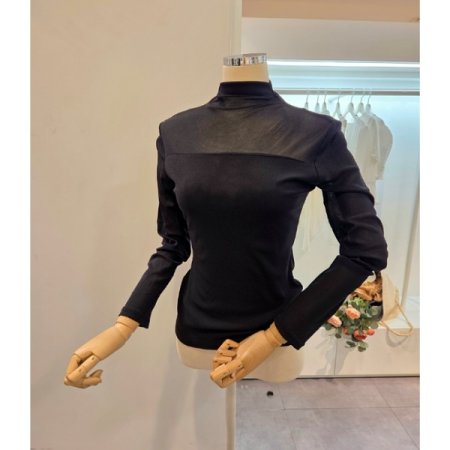 시스루 배색 티셔츠