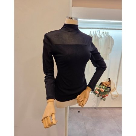 시스루 배색 티셔츠