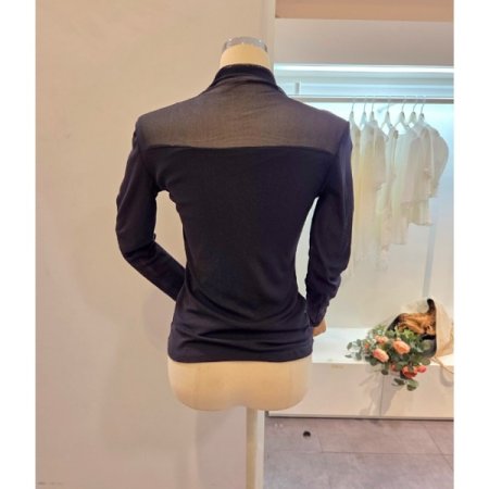 시스루 배색 티셔츠