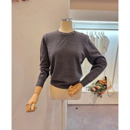 무지 긴팔 라운드 니트