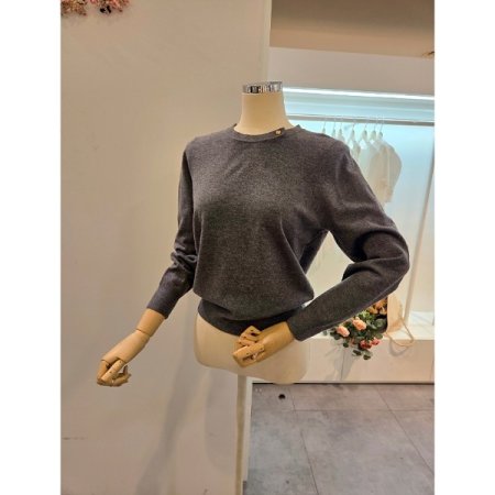 무지 긴팔 라운드 니트