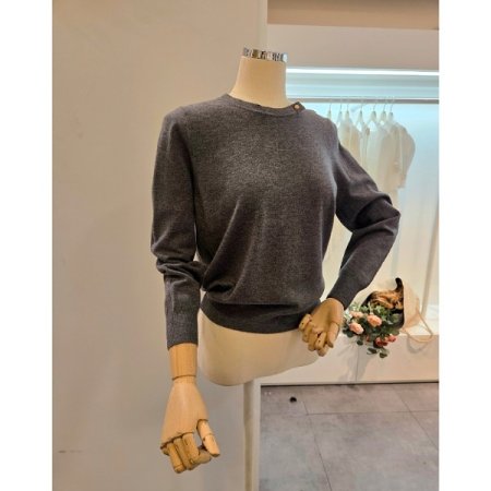 무지 긴팔 라운드 니트