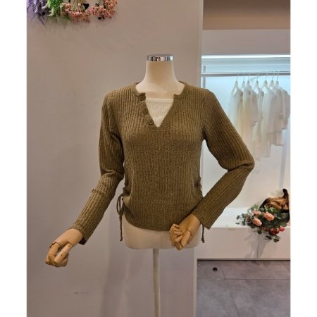 양 스트링 빅 골지 니트