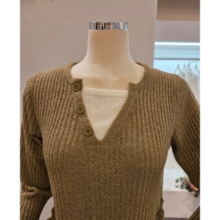 양 스트링 빅 골지 니트