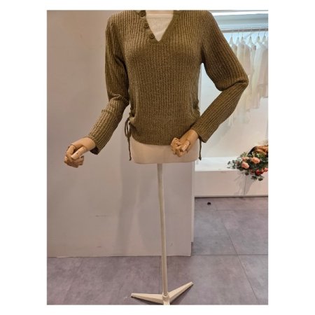 양 스트링 빅 골지 니트