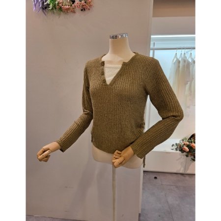 양 스트링 빅 골지 니트