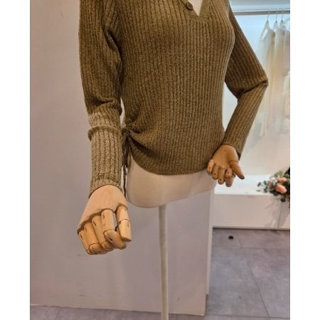 양 스트링 빅 골지 니트