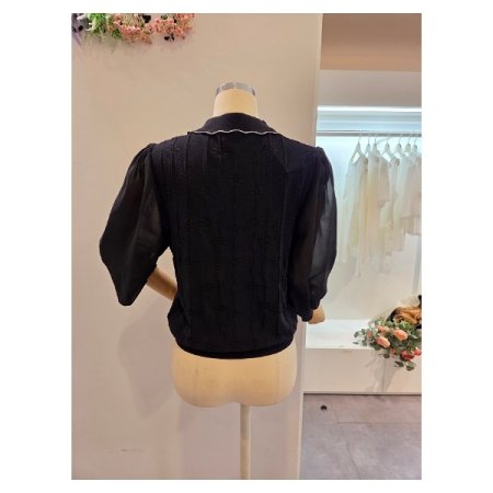 쉬폰 소매 카라 니트