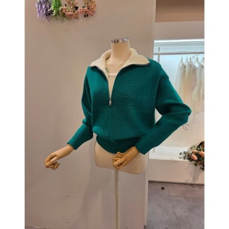 골지 집업 가디건