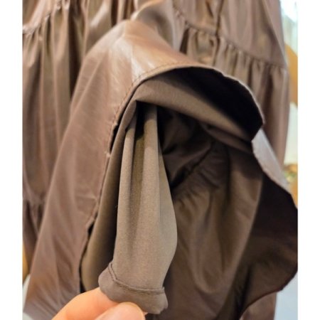 밴딩 레자 롱 스커트