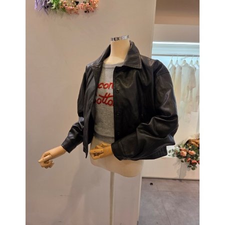 스트링 카라 레자 자켓