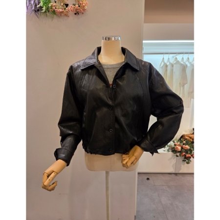 스트링 카라 레자 자켓