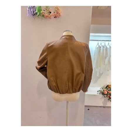 버튼 노카라 레자 자켓