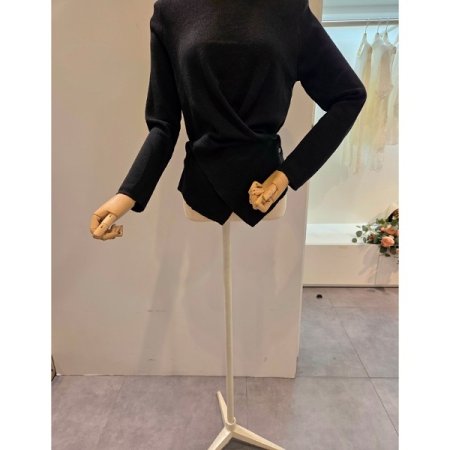 스카프 언발 버튼 니트