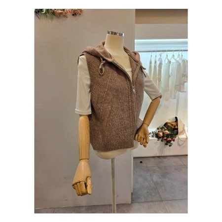 후드넥 투웨이 니트 조끼