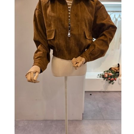 밑단밴딩 스웨이드 집업 자켓