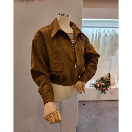 밑단밴딩 스웨이드 집업 자켓