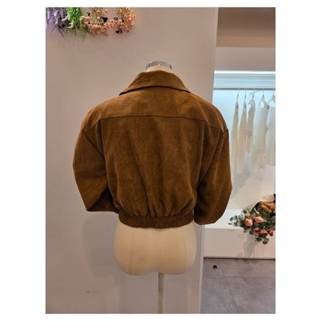 밑단밴딩 스웨이드 집업 자켓