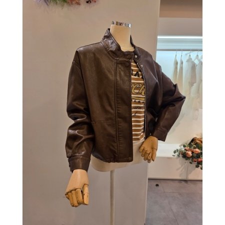 하이넥 스트링 레자자켓