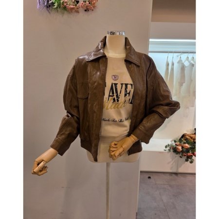 밑단밴딩 카라 레자 자켓