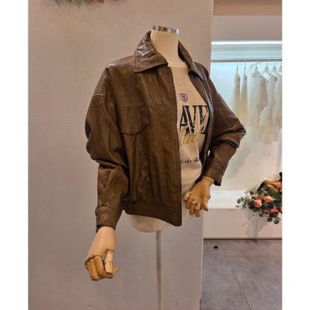 밑단밴딩 카라 레자 자켓