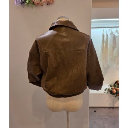 밑단밴딩 카라 레자 자켓