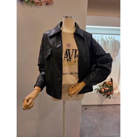 밑단밴딩 카라 레자 자켓