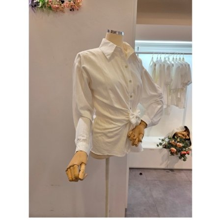 클리지 옆 리본 카라 셔츠