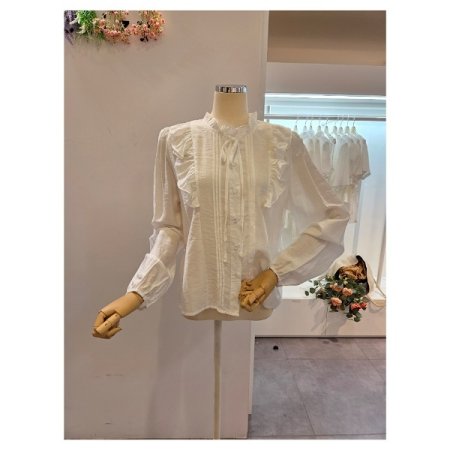 클리지 양 러플 핀턱 블라우스