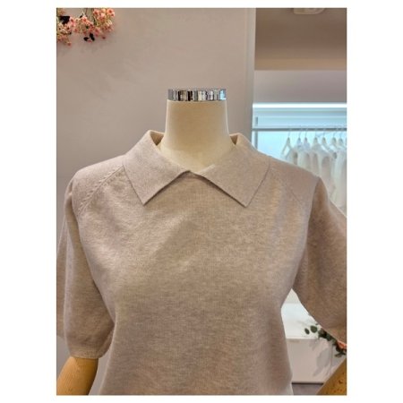 무지 카라 5부소매 니트