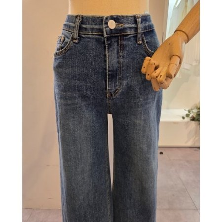 베이직 워싱 데님 통 와이드 팬츠