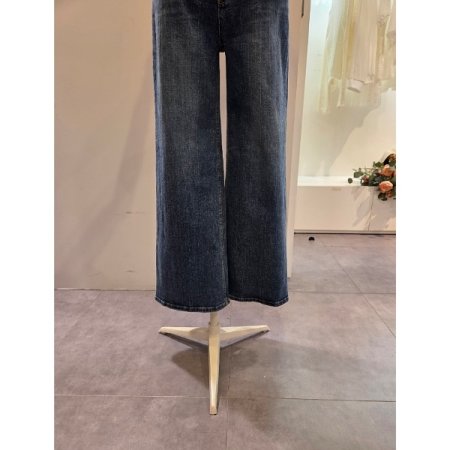 베이직 워싱 데님 통 와이드 팬츠