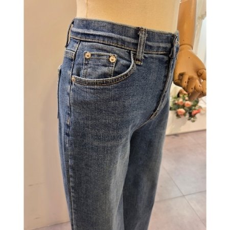 베이직 워싱 데님 통 와이드 팬츠