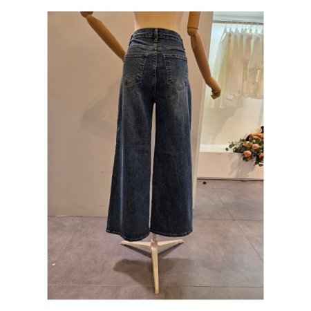 베이직 워싱 데님 통 와이드 팬츠