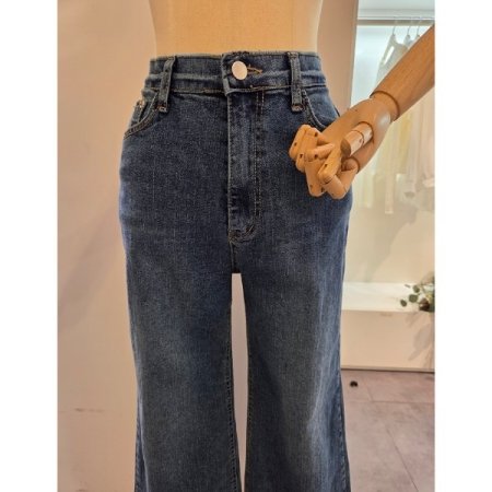 워싱 데님 통 부츠컷 팬츠