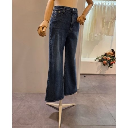 워싱 데님 통 부츠컷 팬츠