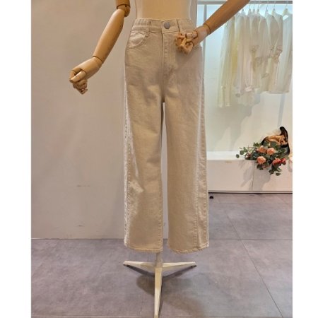 인 밴딩 통 일자 팬츠