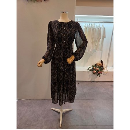 라운드 페이즐리 롱 원피스