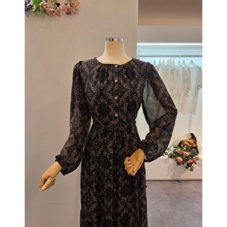 라운드 페이즐리 롱 원피스