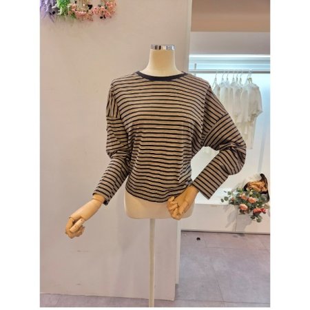 라운드 스트라이프 루즈핏 티셔츠