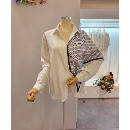 스카프 루즈핏 셔츠 세트