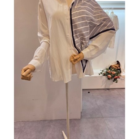 스카프 루즈핏 셔츠 세트
