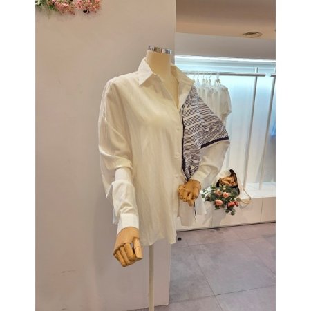 스카프 루즈핏 셔츠 세트